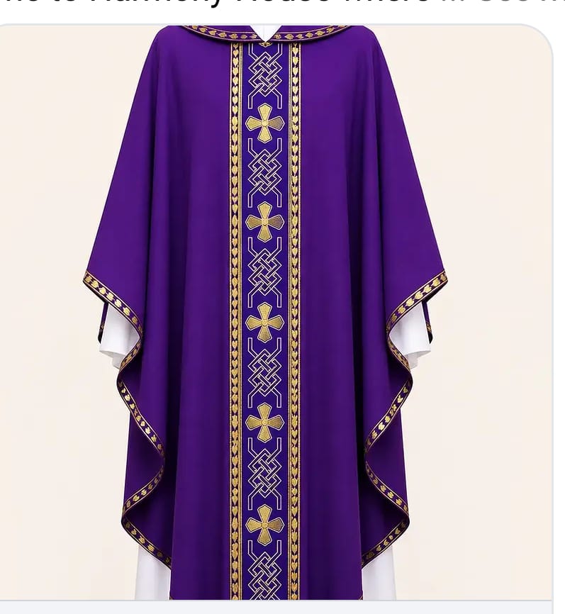 Purple Liturgical Cassock with Gold Embroidery